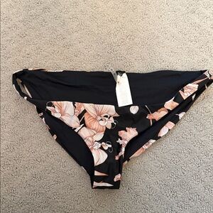 Vitamin A Black and Pink Floral Bikini Bottom